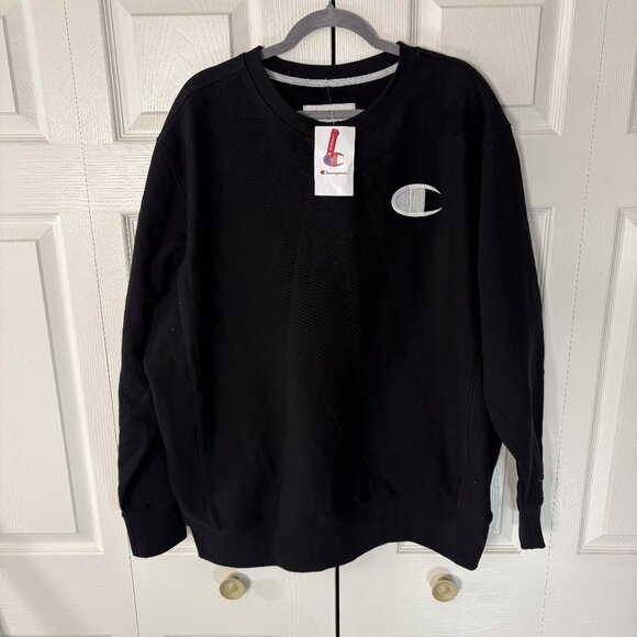 Champion Men’s Black Crewneck Sweatshirt USA Athletic Logo NWT - Picture 1 of 7